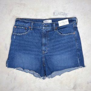 NWT Abercrombie & Fit High Rise "Mom Short" Distressed Denim Shorts, Size 12